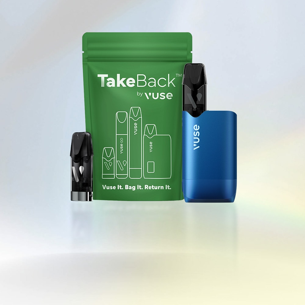 Vuse device with green bag