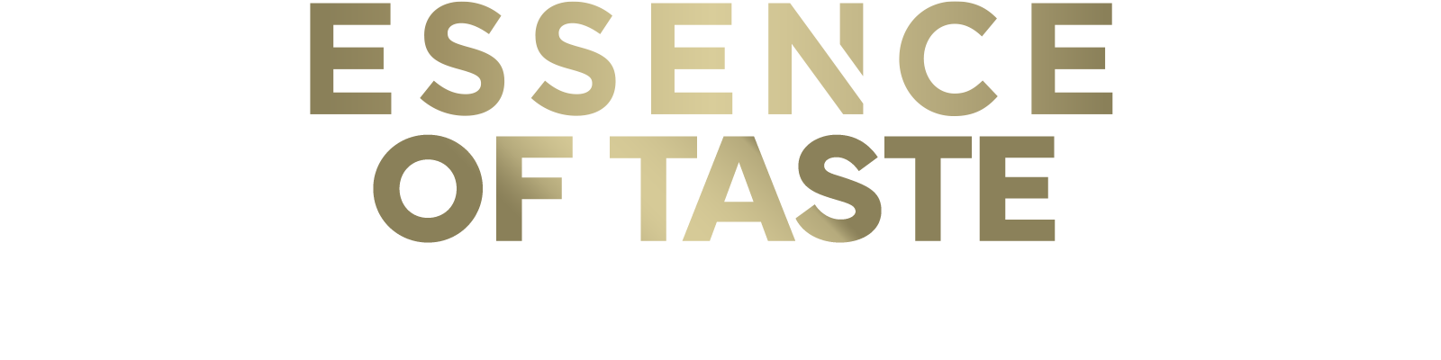 Gold gradient text reads ESSENCE OF TASTE above smaller white text by Vuse on a light background.